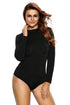 Black Stretchy Turtleneck Long Sleeve Bodysuit