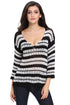 Black Stripes Long Sleeve Sheer Knit Sweater