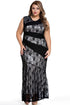 Black Stylish Lace Splice Plus Size Mermaid Prom Dress