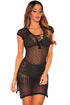 Black V Neck Lace up Cover up Dress