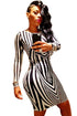 Black White Print Celeb In Bodycon Dress