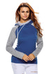 Blue Grey Patchwork Double Hooded Sweatshirt