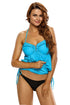 Blue Halter Bikini Top One Piece Adjustable Swim Dress