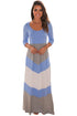 Blue and Gray Chevron Maxi Dress