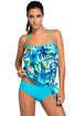 Bluish Print 2pcs Bandeau Tankini Swimsuit