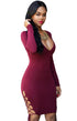 Burgundy Sexy V Neck Lace Up Sides Bodycon Dress