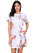 Casual Pocket Design White Floral Short Boho Dress