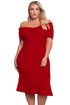 Claret Plus Size Off Shoulder Mermaid Midi Dress