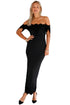 Contrast Lace Applique Off Shoulder Maxi Dress