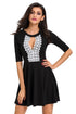 Crochet Lace Keyhole Stylish Black Skater Dress