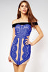Cut-away Shoulder Blue Eyelash Lace Vintage Dress