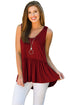 Cute Pleated Hemline Red Tank Top