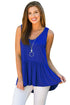 Cute Pleated Hemline Royal Blue Tank Top