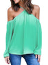 Cyan Long Sleeve Off Shoulder Halter Top