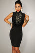 Decorative Featured Neck Black Vintage Dress