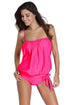 Deep Rosy 2pcs Bandeau Tankini Swimsuit