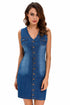 Denim Button Down Sleeveless Dress