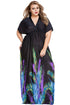 Elegant Printed Black Loose Fitting Maxi Dress