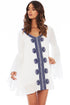 Embroidered White Bell Sleeve Cover-up