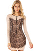 Eyelash Lace Applique Nude Illusion Dress