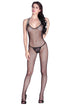 Fishnet Halter Bodystocking with Leopard Print Trim