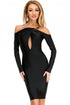 Gold Necklace Accent Black Midi Party Dress