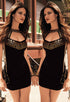 Gold Stamping Neck Black Mini Dress