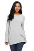 Gray Backless Twist Knit Long Sleeve Dolman Top