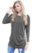 Gray Buttoned Side Long Sleeve Spring Autumn Womens Top