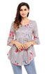 Gray Grounding Floral Print Babydoll Top