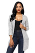Sexy Grey 3/4 Sleeve Open Front Casual Knit Sweater