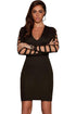 Hollow-out Long Sleeves Little Black Dress