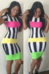 Hot Sale Bandage Accent Stripe Midi Bodycon Dress