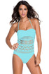 Light Blue Lace Halter Teddy Swimsuit