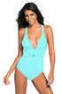 Mint Blue Self Tie One Piece Swimsuit