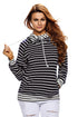 Navy White Stripe Double Hooded Sweatshirt