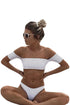 Off-the-shoulder Striped Bikini Swimsuit