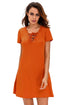 Orange Casual Lace-up Swing Dress