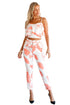 Orange Mottled Print Frill Crop Top and Pant Set