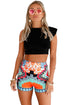 Orange Stylish Print Party High Waist Shorts