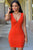 Orange Womens V Neck Sexy Loaded Dress