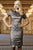 Pewter Retro Eyelash Lace Midi Dress with Line