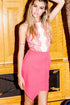 Pink Eyelash Lace Bellyband Bodycon Dress