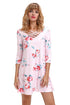 Pink Fence Neck Floral Print T Shirt Dress