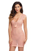 Pink V Neck Lace up Cover up Dress