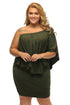 Plus Size Multiple Dressing Layered Army Green Mini Dress