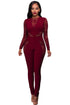 Purlish Red Lace Spice Long Sleeves Jumpsuit