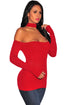 Red Choker Off Shoulder Long Sleeve Top