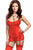 Red Lace Me up Garter Chemise Set with G-String