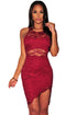 Red Lace Sheer Waist Dress